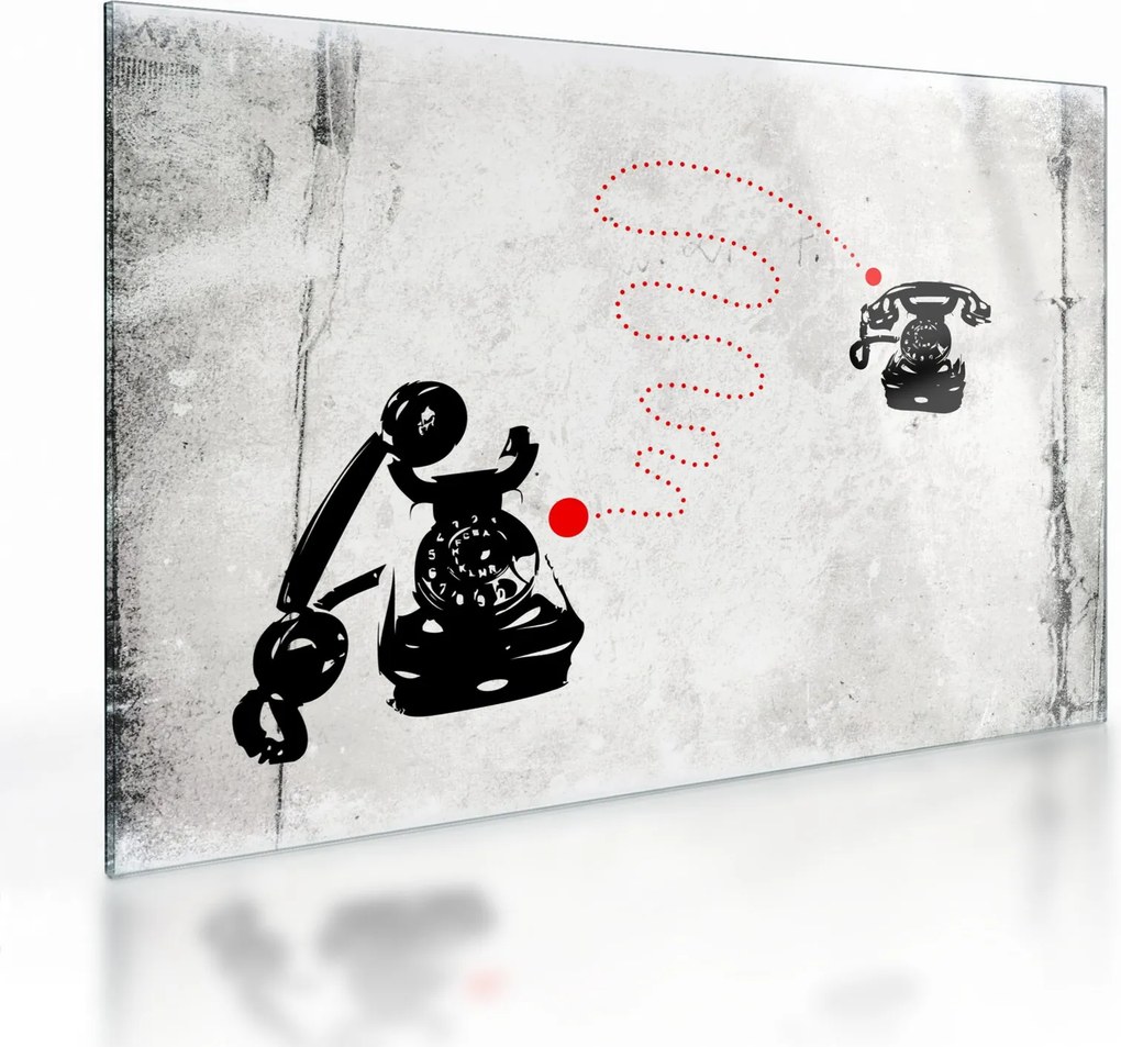 Obraz na szkle - Rysunek telefonu w stylu Banksy (70x50 cm)