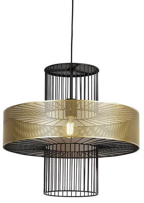 Designerska lampa wisząca złota z czarnym 50 cm - TessDesignerski Oswietlenie wewnetrzne