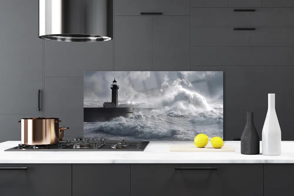 Szkło do Kuchni na Ścianę Klasyczna Latarnia Morska