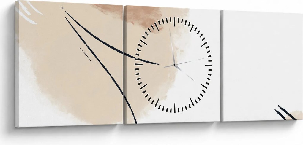 Obraz - Biała abstrakcja (z zegarem) (90x30 cm)
