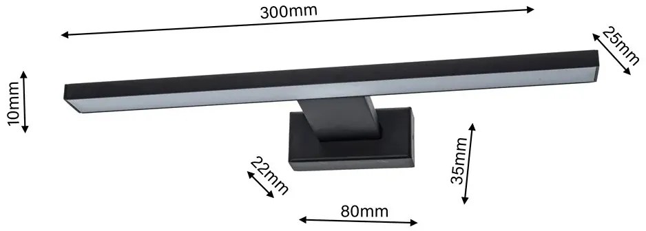 Kinkiet nad lustro do łazienki czarny - N018 S5-K92