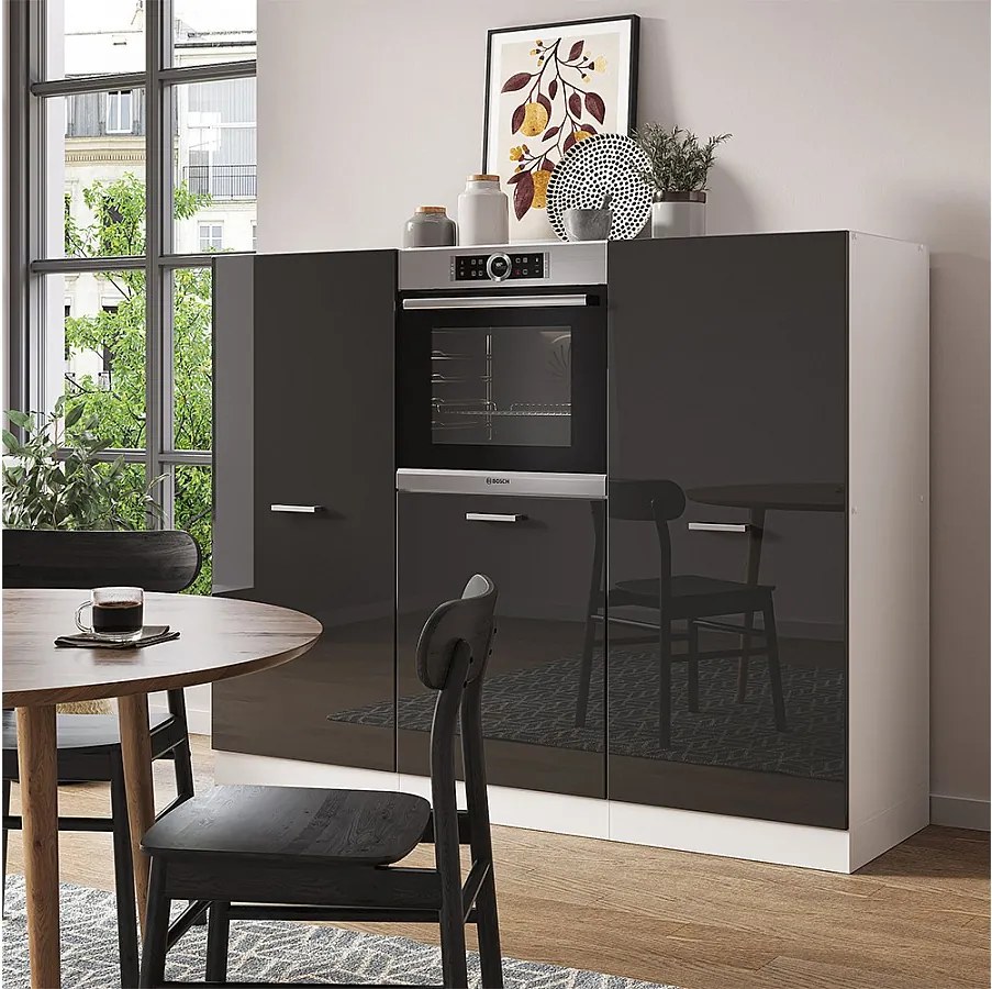 Blok kuchenny antracytowy wysoki połysk/biały 180x46x81.6 r-line