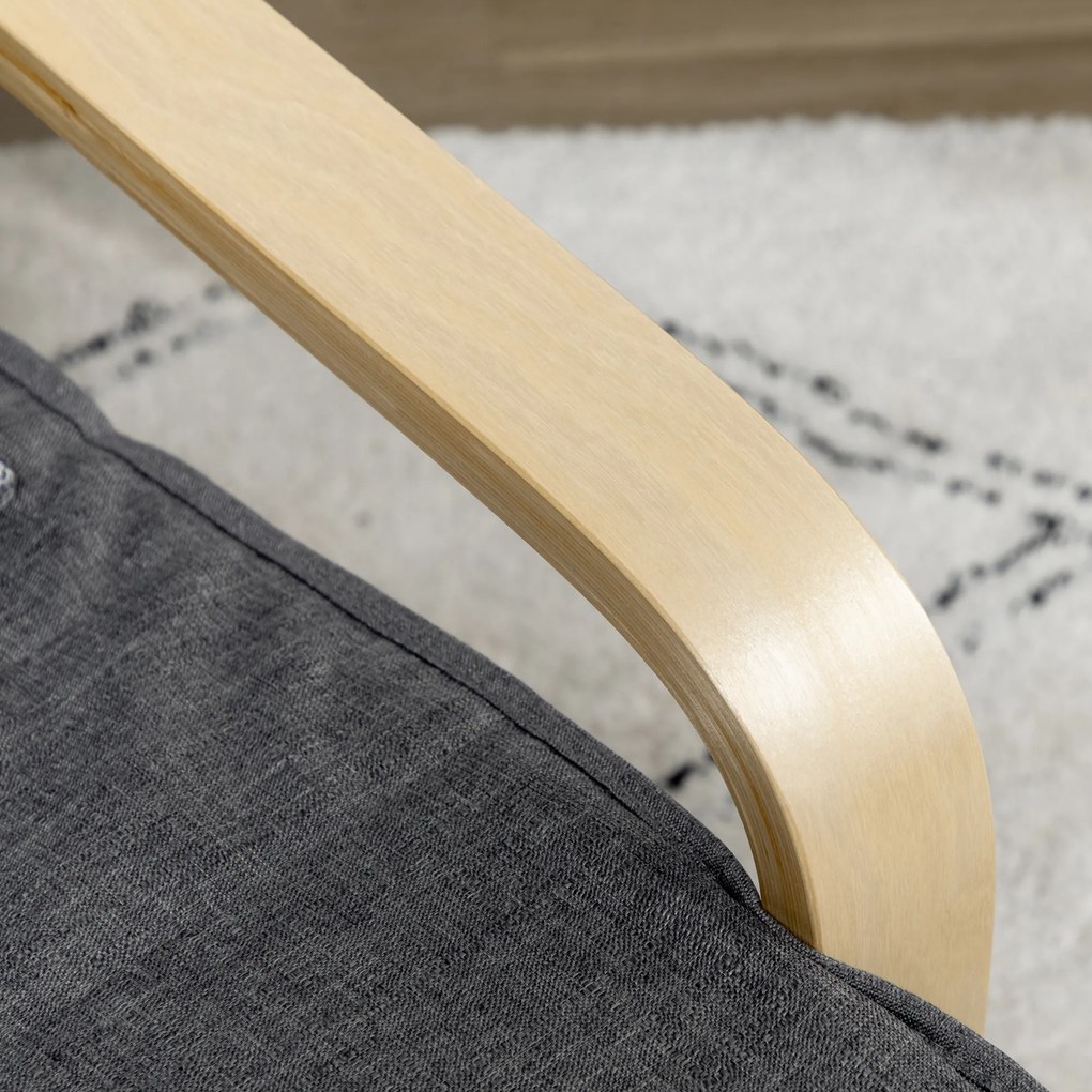 HOMCOM Fotel Akcentowy, Fotel Relaksacyjny z Regulowaną Podnóżką, Ramą z Drewna Brzozowego, do 120 kg, 66,5 x 94 x 100 cm, Szary