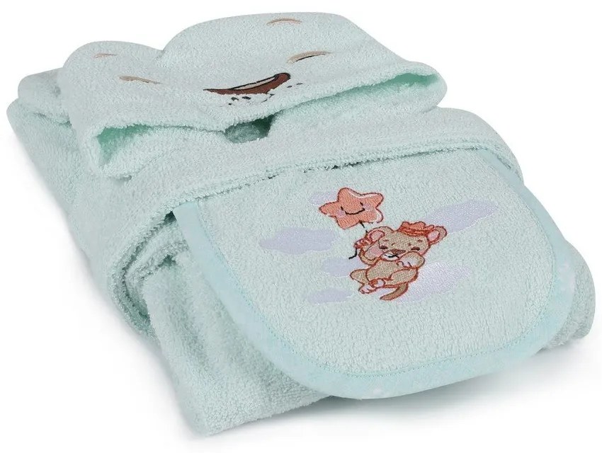 Miętowy bawełniany szlafrok dziecięcy w rozmiarze 1-2 lata Aslan – Foutastic