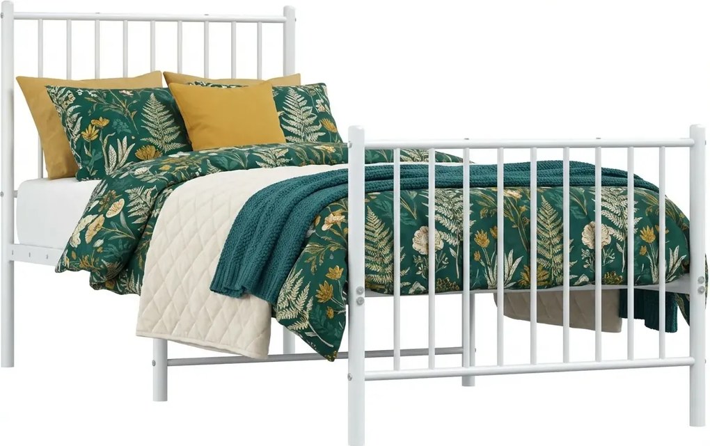 Białe pojedyncze łóżko metalowe 80x200 cm M9-Z32