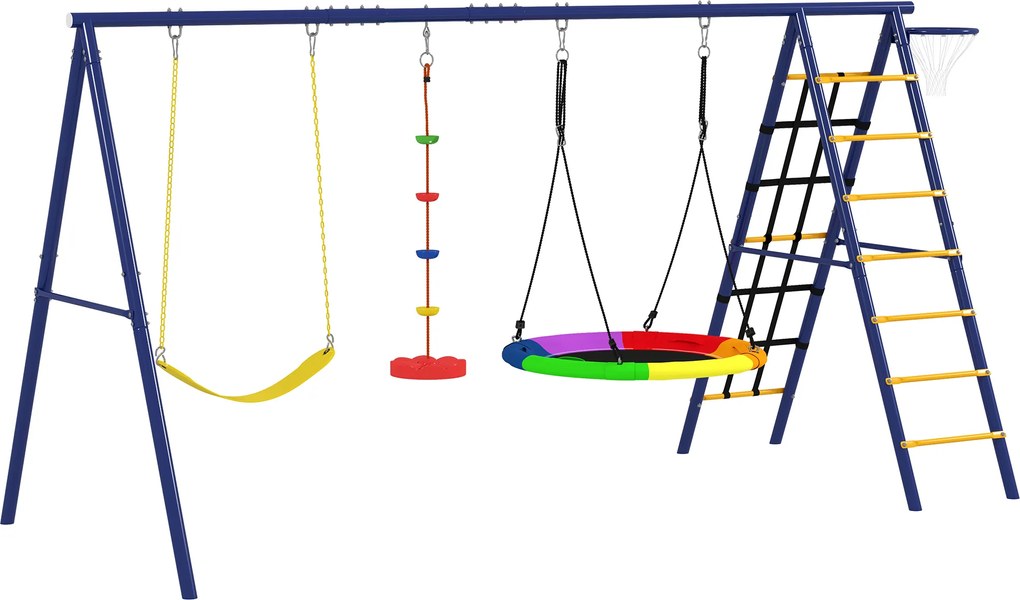 AIYAPLAY Zestaw huśtawkowy, metalowy, 3-8 lat, design 6-w-1, Kolorowy