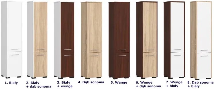 Regał łazienkowy z drzwiczkami wenge + dąb sonoma T2-W25