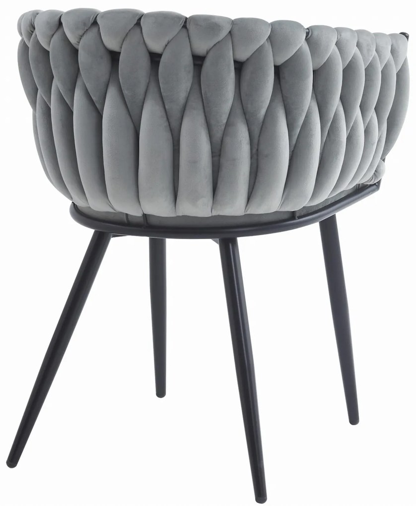 Aksamitne krzesło jadalniane ORION VELVET z czarnymi nogami, jasnoszare