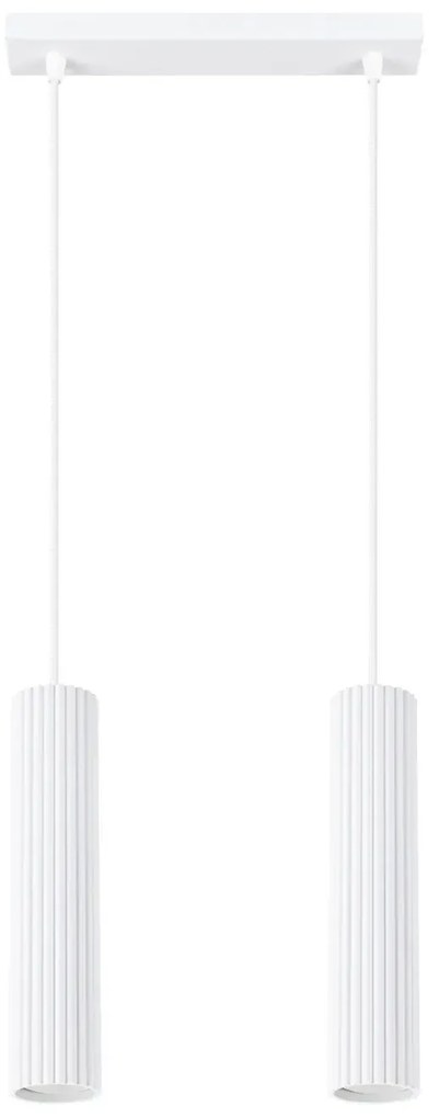 Lampa wisząca KARBON 2 biała ryflowana SOLLUX  LIGHTING