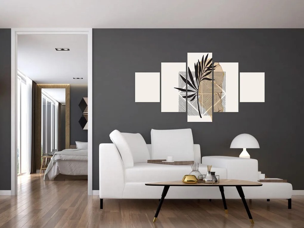Obraz - Abstrakcja z tropikalnymi liśćmi N⁰1 (125x70 cm)