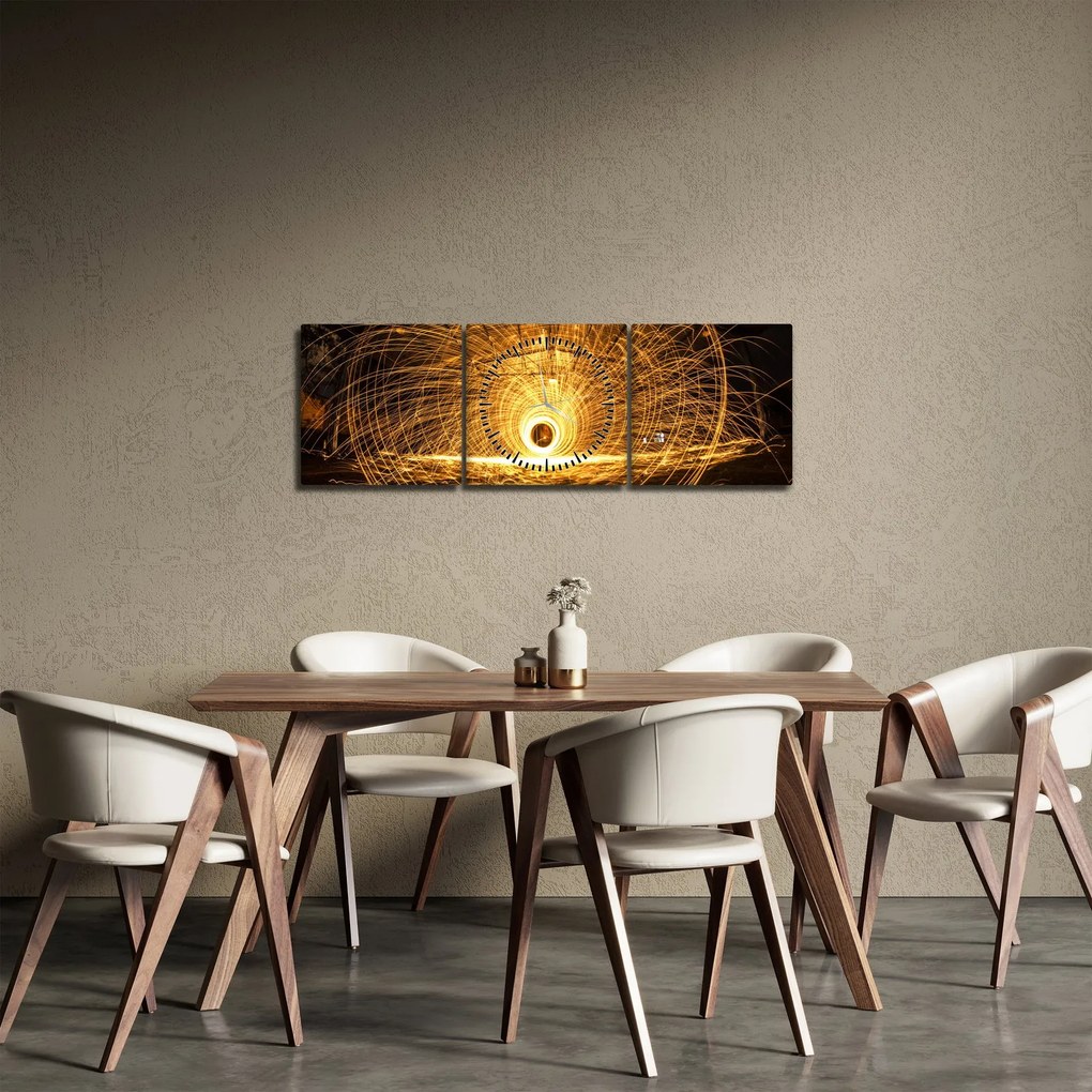 Obraz świetlistego dysku (z zegarem) (90x30 cm)