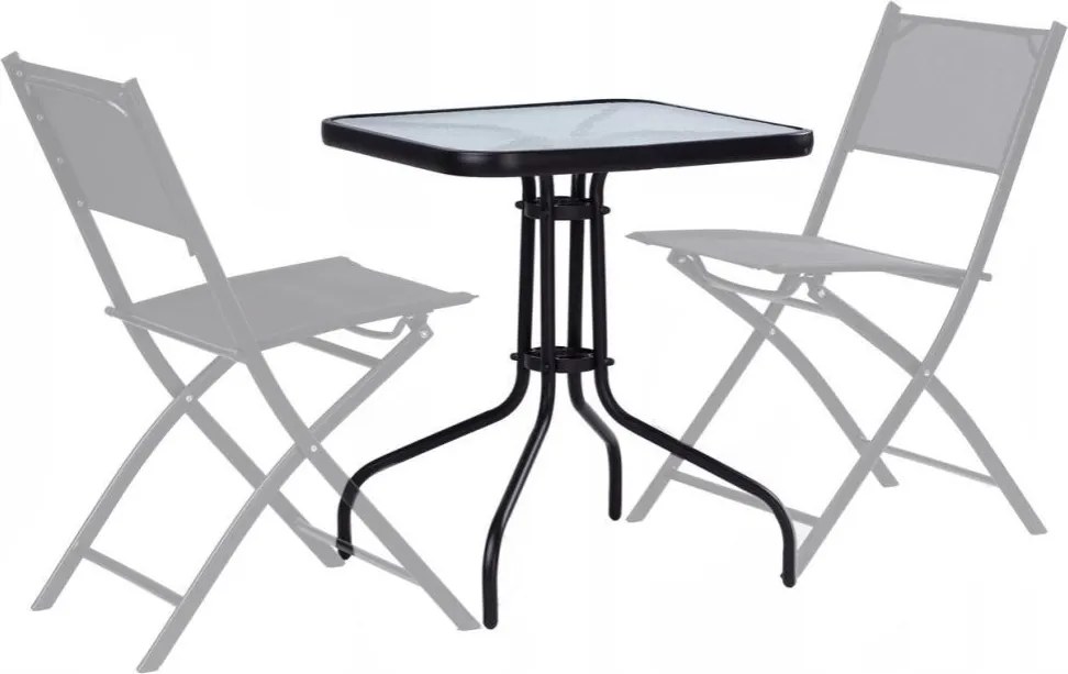 Szklany stolik balkonowy kwadratowy 60 cm Tulum 073, czarny