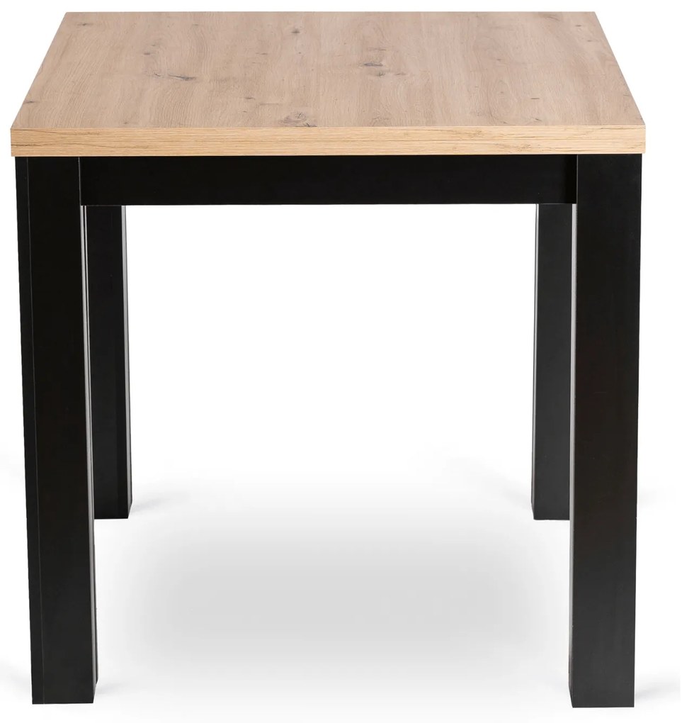 Zestaw Stół Kwadratowy Rozkładany MAX 80-160 cm Dąb Craft/Czarny i 6 Krzeseł Tapicerowanych CHRIS Beżowych Nowoczesnych