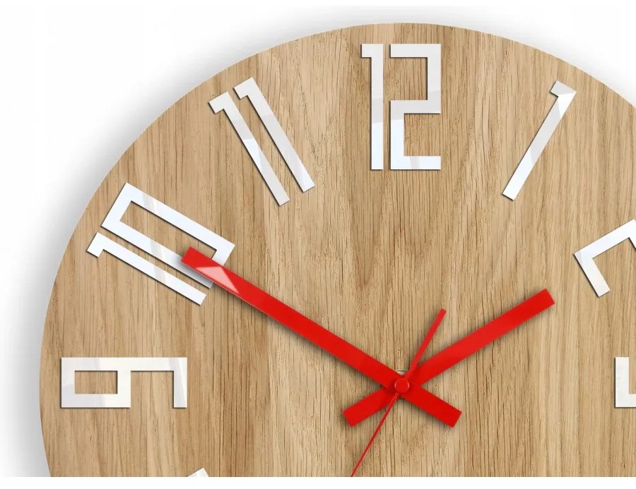 Zegar na ścianę nowoczesny drewniany z dużymi cyframi okrągły cichy loft