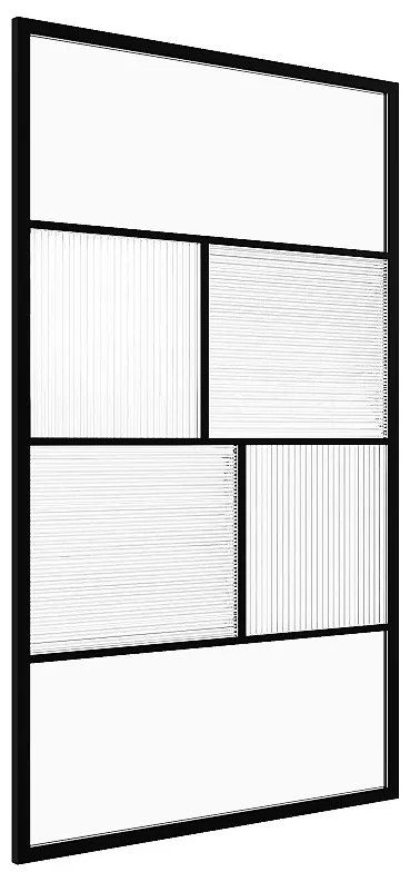 Ścianka prysznicowa do kabiny walk-in teksturowana z sitodrukiem - Czarny mat - 120 x 200 cm - SLOMENA