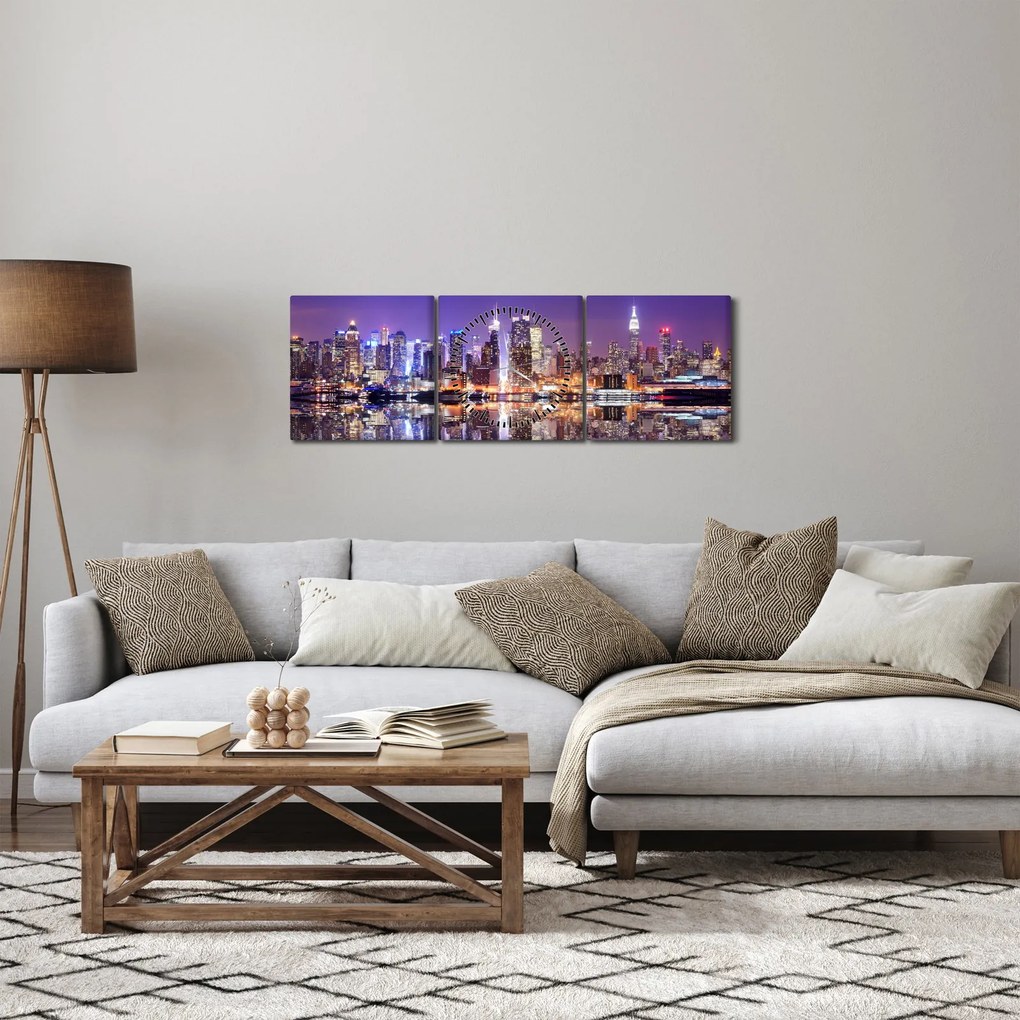 Obraz Manhattanu (z zegarem) (90x30 cm)