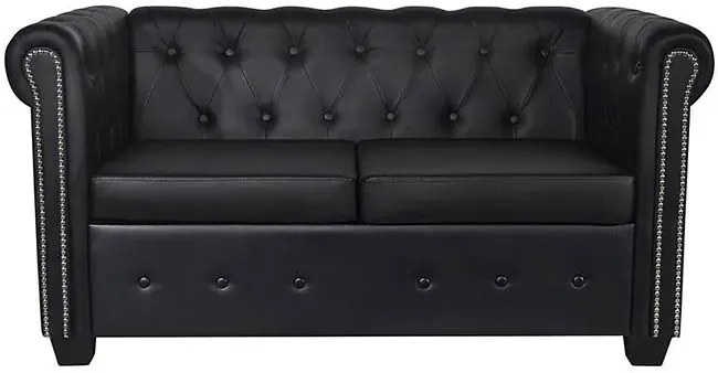 2-osobowa czarna sofa w stylu Chesterfield Berma