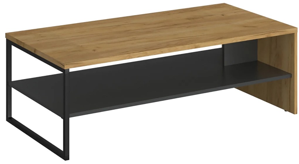 Ława z Półką do Salonu LUXE 120 cm Dąb craft złoty/Antracyt Loft