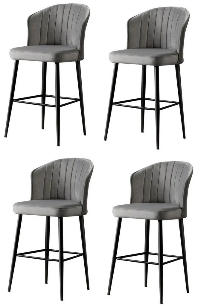 Zestaw krzeseł barowych Rubi Grey and Black, 4 szt., 4 szt.