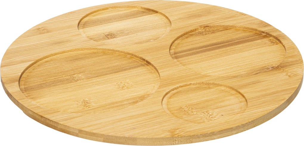 Zestaw miseczek na przekąski z kamionki na bambusowej tacy