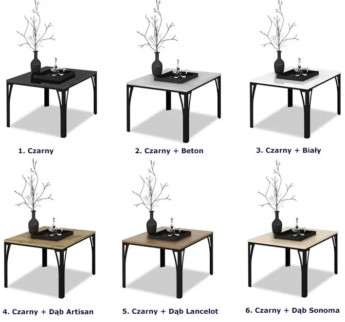 Stolik kawowy w stylu loft czarny + biały T0-S49