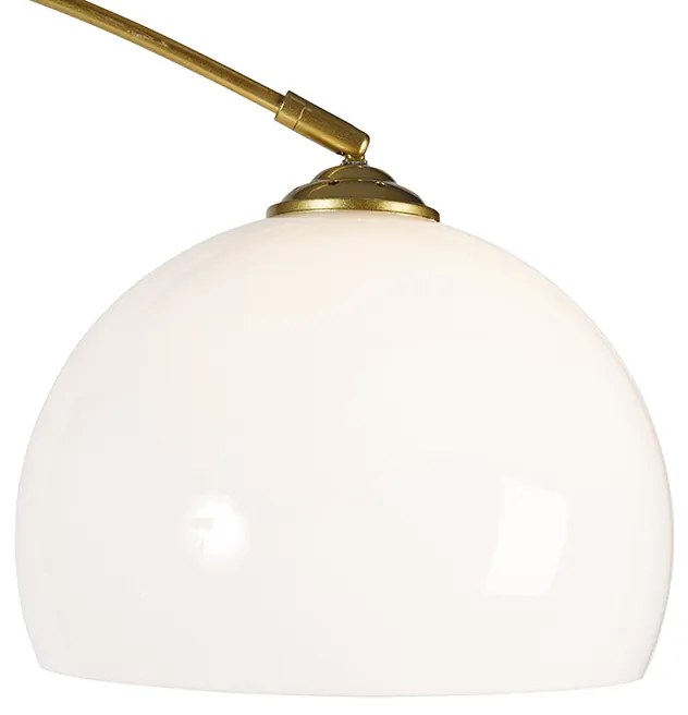 Luk Nowoczesna lampa łukowa mosiądz z białym kloszem - Arc Basic Nowoczesny Oswietlenie wewnetrzne