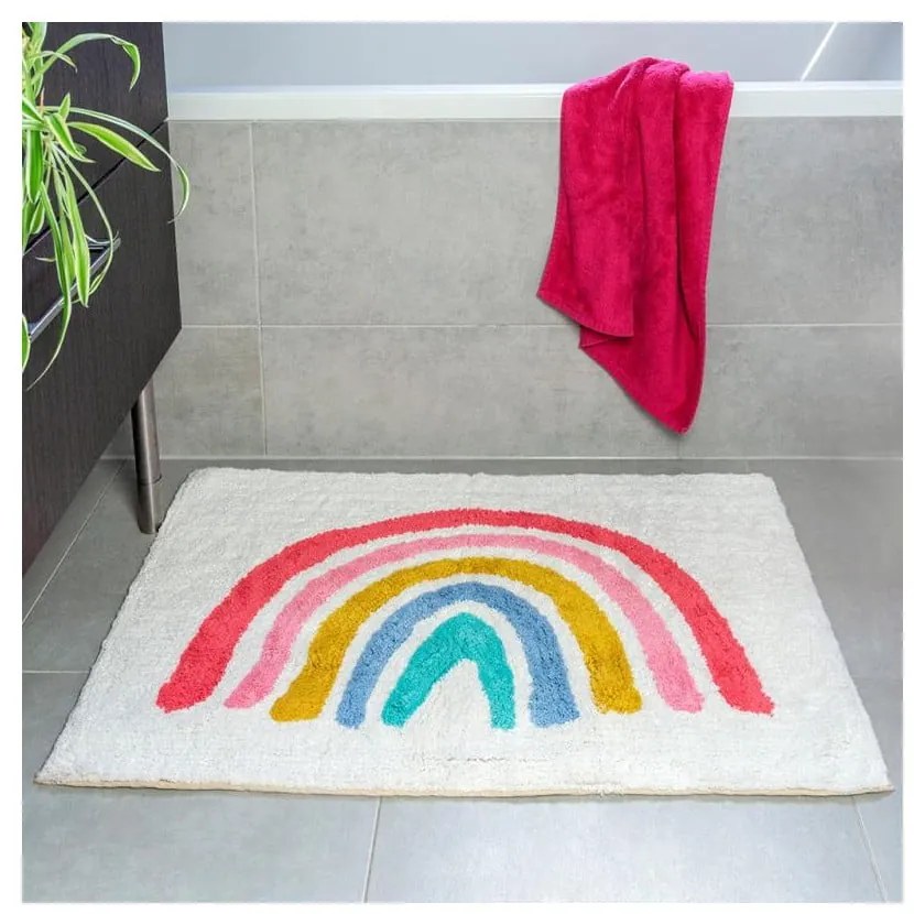 Biały dywanik łazienkowy 52,5x83 cm Rainbow – Rex London