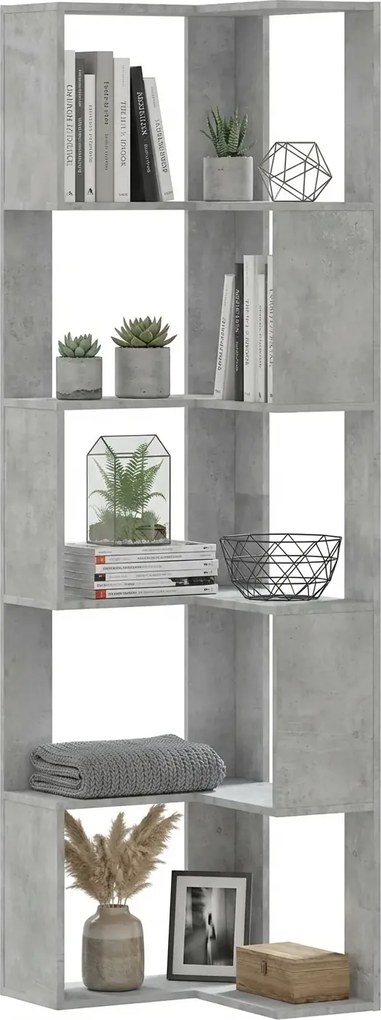 Narożny regał otwarty 5-poziomowy beton B7-H30