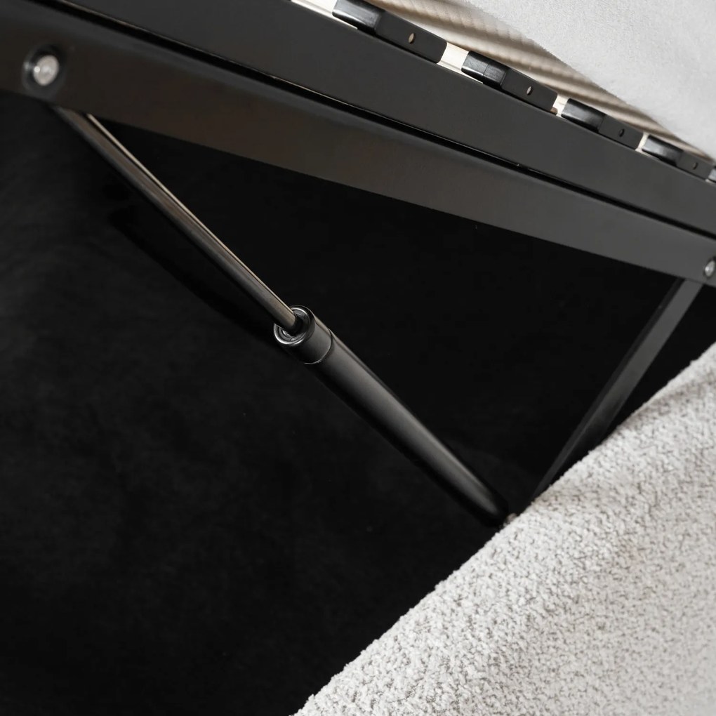 Łóżko Tapicerowane 160x200 cm HAGA ze Stelażem i Pojemnikiem Dwuosobowe Boucle Szare