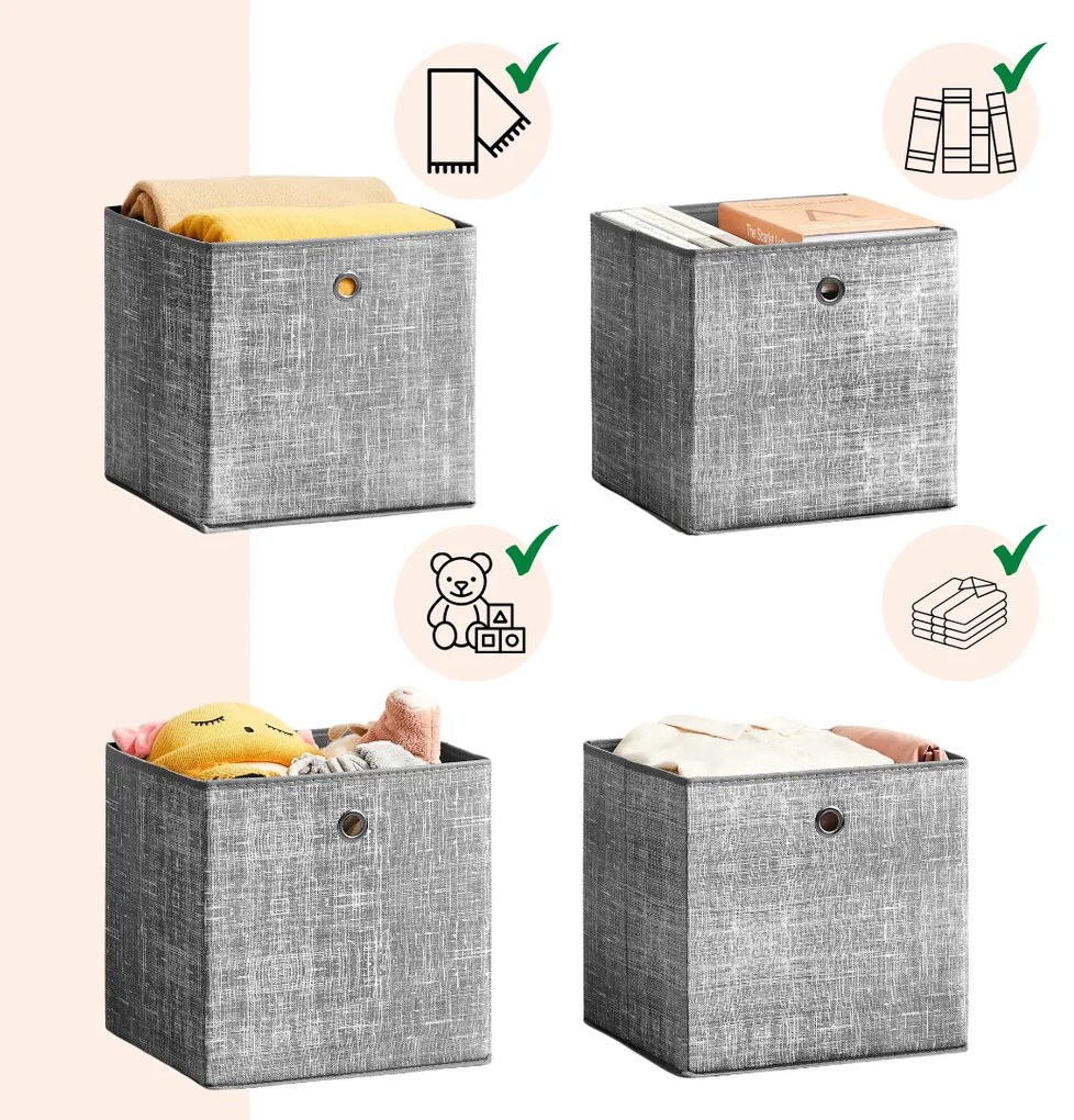 Pudełka do przechowywania GARY 6 szt., 30x30x30cm, szara Jurhan