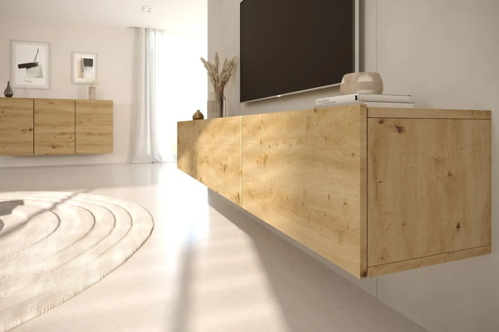 Szafka RTV GABI 180cm dąb artisan wisząca KOCOT MEBLE