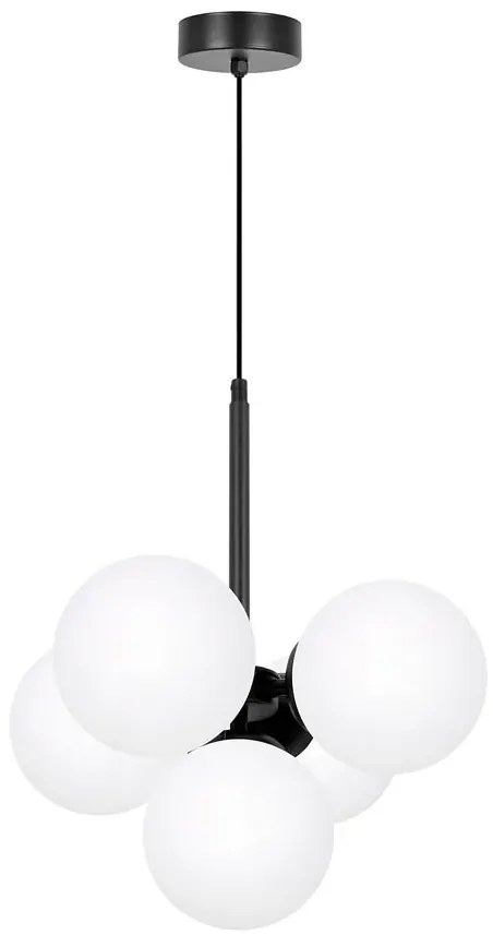 Biała lampa sufitowa z 5 szklanymi kloszami - A689-Tulio