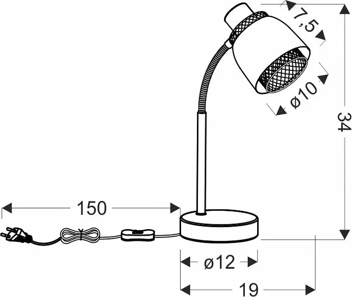 Industrialna czarna lampka na biurko - D184-Ajaks