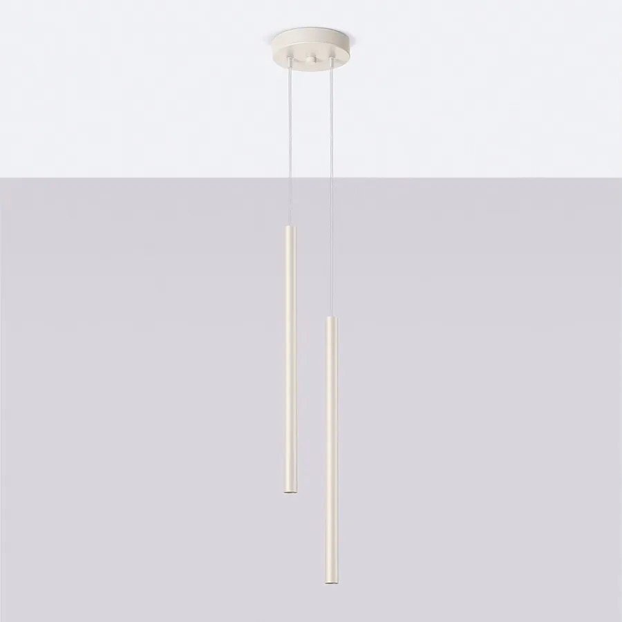 Lampa wisząca nowoczesny Brill, stal - 2 źródło światła 4000K - L.15 x H.104 cm - beżowy