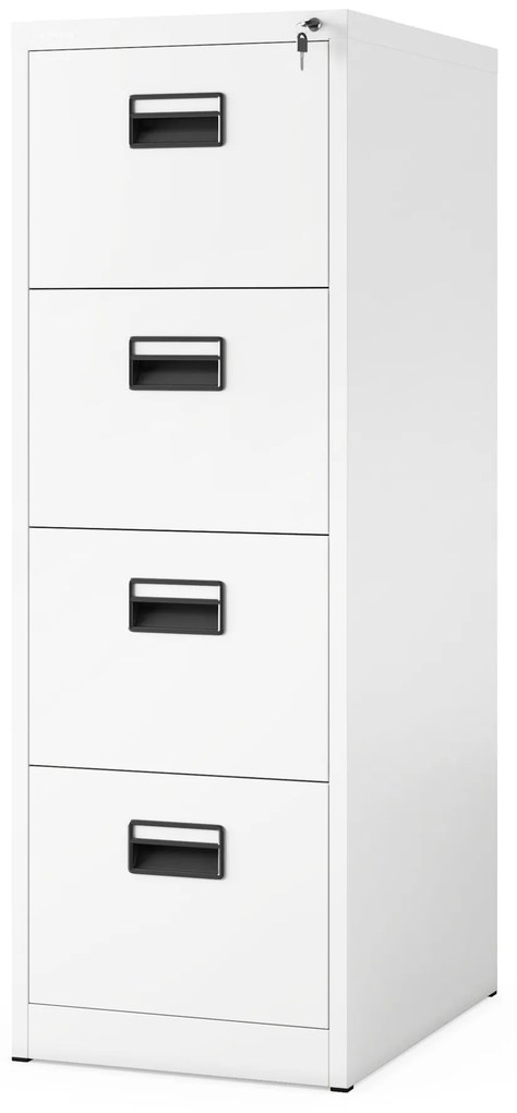 Szafa kartotekowa metalowa z 4 szufladami biała, 460x1320x620 mm: SARA