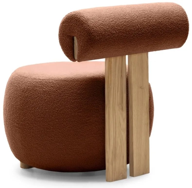 Brązowy designerski fotel HANNA, dąb