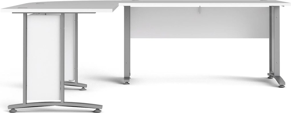 Biurko narożne Prima biały 230x200 szare nogi
