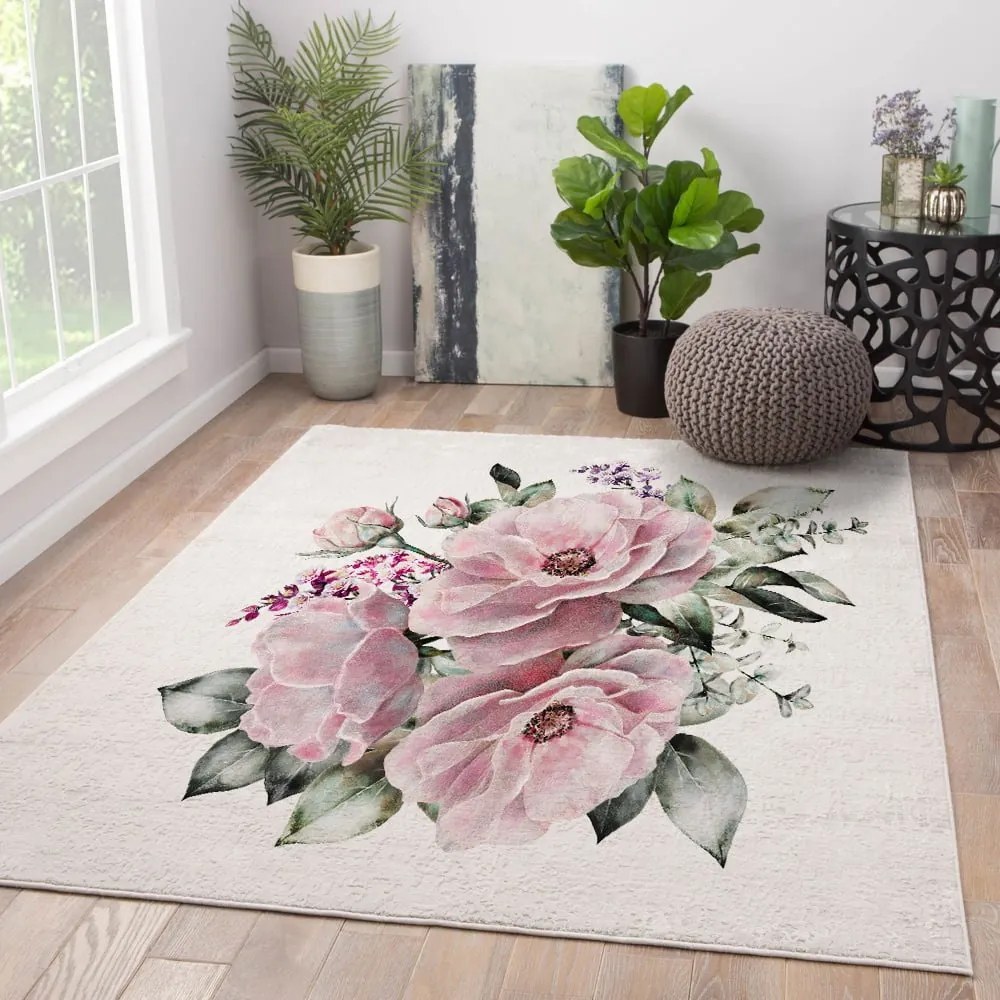 Różowo-kremowy dywan odpowiedni do prania 100x140 cm New Carpets – Oyo home