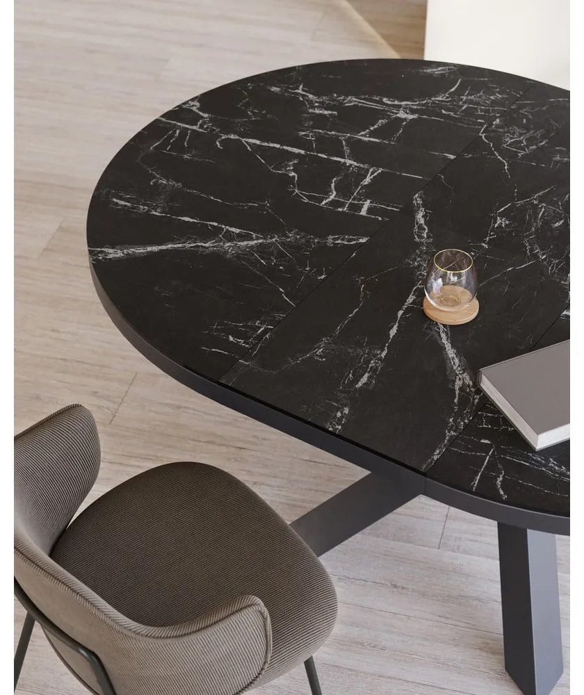 Czarny okrągły rozkładany stół z ceramicznym blatem ø 160 cm Vashti – Kave Home