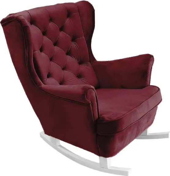 Fotel USZAK bujany tapicerowany z podłokietnikami, kolor Burgundowy tkanina MAGIC VELVET