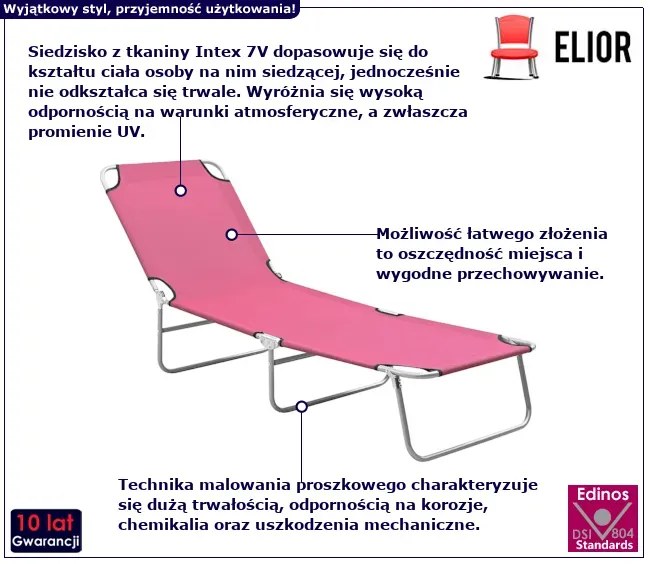 Składany leżak ogrodowy różowy - Dezzo