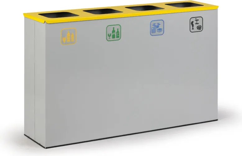 Wewnętrzny kosz do segregacji śmieci, stojak na worki, szary/żółty, 4x 50 l