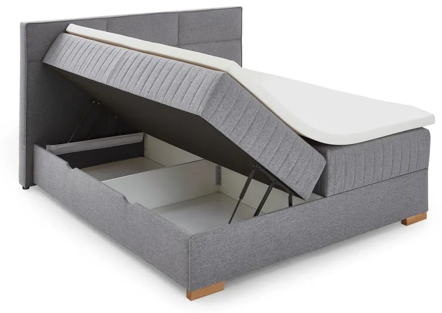 Szare łóżko boxspring ze schowkiem 160x200 cm Tambo – Meise Möbel