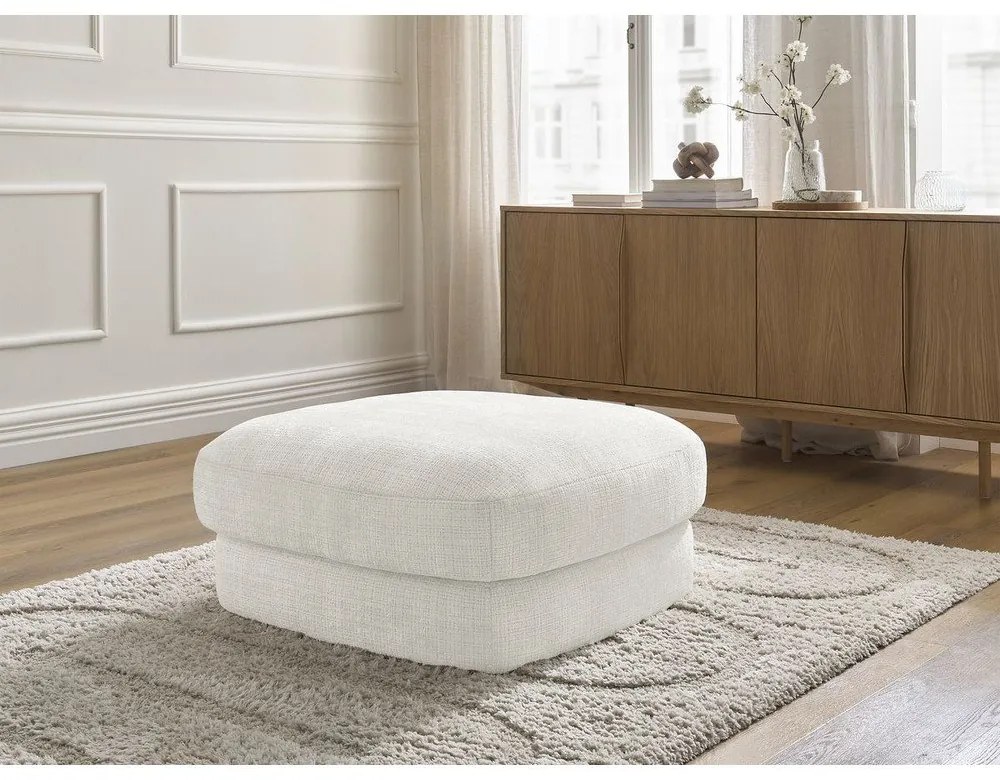 Biały podnóżek z tkaniny szenilowej Leonore – Bobochic Paris