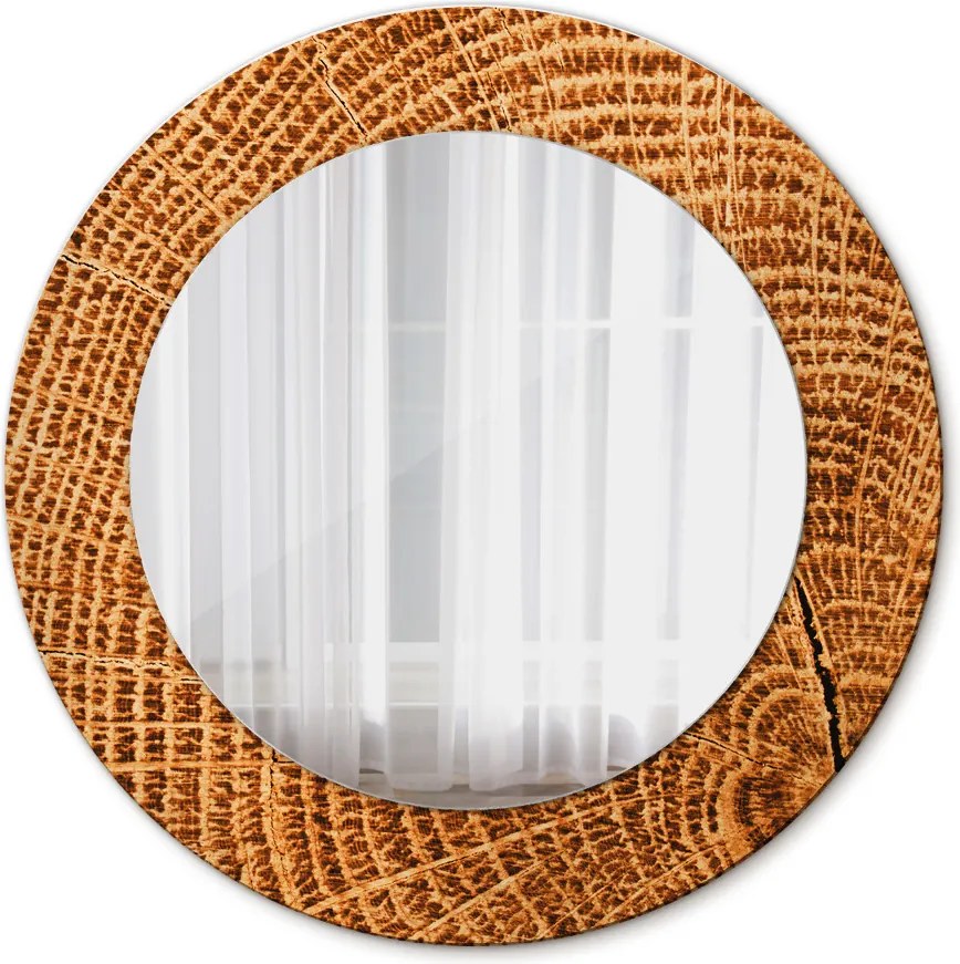 Lustro dekoracyjne okrągłe Drewno dębowe