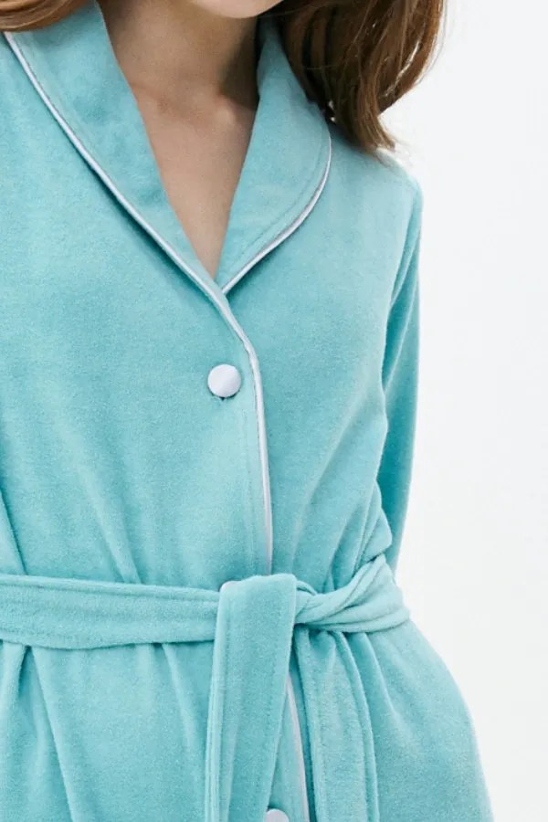 Damski szlafrok na guziki NICOLE M Beżowy