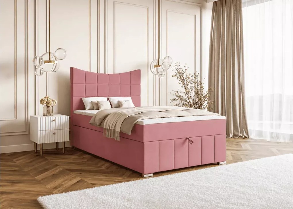 Eleganckie tapicerowane łóżko kontynentalne Sano 120x200 z pojemnikiem na pościel i zagłówkiem w kształcie U