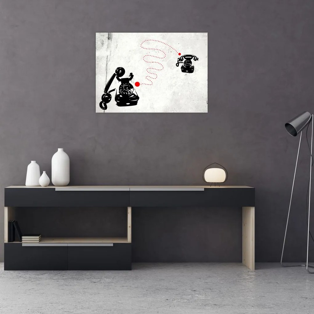 Obraz - Rysunek telefonu w stylu Banksy (70x50 cm)