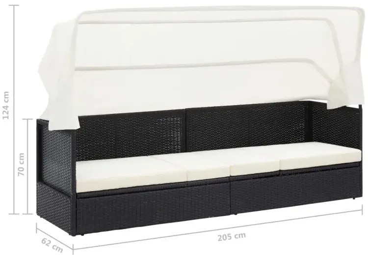 Czarna sofa ogrodowa z zadaszeniem - Magnolia