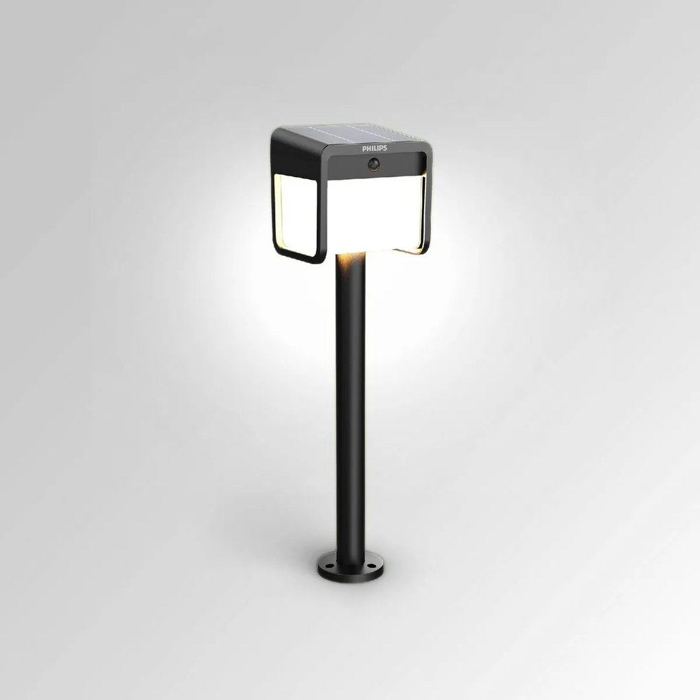 Słupek Philips Ezra UltraEfficient Solar LED z czujnikiem, czarny, 1,8 W, 250/25 lm, 3000 K